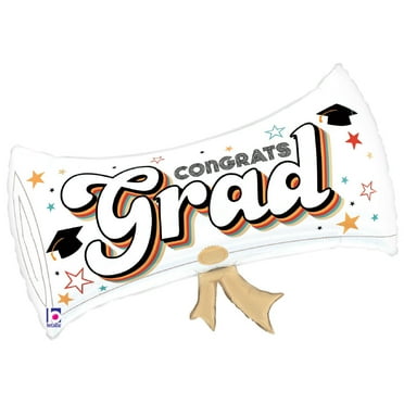 26 inch Betallic Retro Grad Diploma Foil Mylar Balloon - Party Supplies Decorations