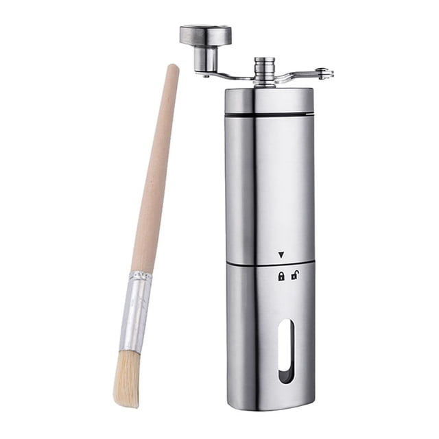 Bearachild Actualice la máquina de café de mano triangular con mango plegable Núcleo de cerámica Molinillo de café de acero inoxidable para el hogar Juegos de servir café y té Plata Bearachild HA025284-01