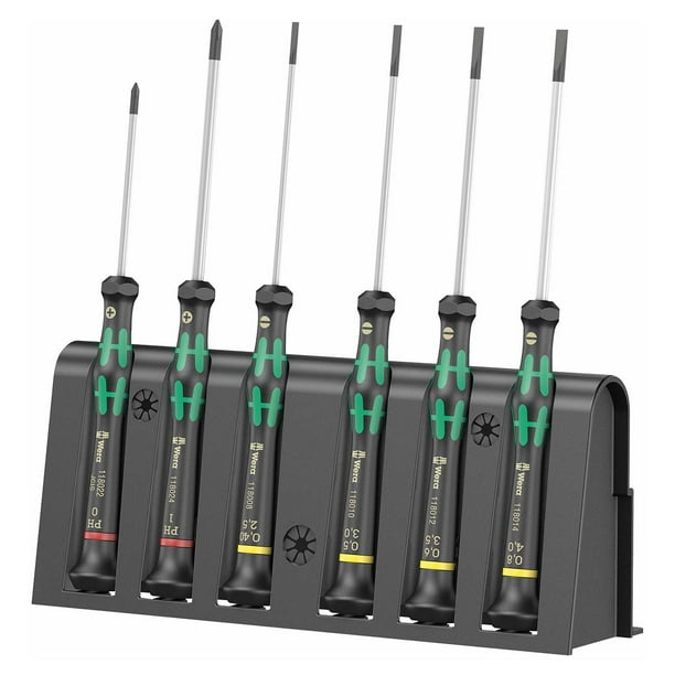 Wera 2035/6 Kraftform MicroSlotted/Phillips Electronics Juego de destornilladores y estante, 6 piezas