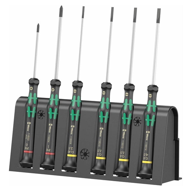 Wera 2035/6 Kraftform MicroSlotted/Phillips Electronics Juego de destornilladores y estante, 6 piezas