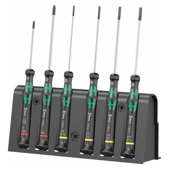 Wera 2035/6 Kraftform MicroSlotted/Phillips Electronics Juego de destornilladores y estante, 6 piezas