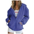 thumbnail image 2 of Aboser Oversized Zip Up Hoodie Women Fleece Fall Y2k Clothes Trendy Long Sleeve Sweatshirt Jacket Loose Fits Drawstring Hoodies with Pockets Blue S, 2 of 8
