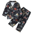 thumbnail image 1 of Odeerbi 1-8 Años Niños Niñas Pijamas de Raso Solapa de Muesca Camisa de Manga Larga Conjunto de Dos Piezas de Pijama Suave Estampado Floral, 1 of 9
