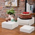 thumbnail image 3 of MyGift Set of 3 Vintage Distressed White Wood Nesting Display Riser Stands, 3 of 7