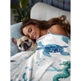 thumbnail image 3 of Blue Green Sea Turtle California King Size Flat Sheet, Wrinkleproof & Fadeproof Cooling Flat Bed Sheet Only, Summer Ocean Coral Fish Seahorse Breathable Soft Bedding Top Sheets 108 x 98 Inches, 3 of 8