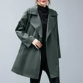 thumbnail image 5 of ClodeEU Womens Mid Long Trench Coat,Double Breasted Lapel Overcoat,Notch Lapel Jacket Windproof Outerwear Green,Womens Plus L, 5 of 8