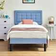 thumbnail image 1 of VECELO Twin Size Upholstered Bed Frame, Modern Platform Bed Frame with Adjustable Button Tufted Headboard for Bedroom, No Box Spring Needed, Easy Assembly, Light Blue, 1 of 6