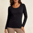 thumbnail image 2 of EDHITNR Women Long Sleeve T-Shirts Basic Crew Neck Slim Fit Stretchy Athletic Yoga Top Casual Workout Running Tee Black XXL, 2 of 7