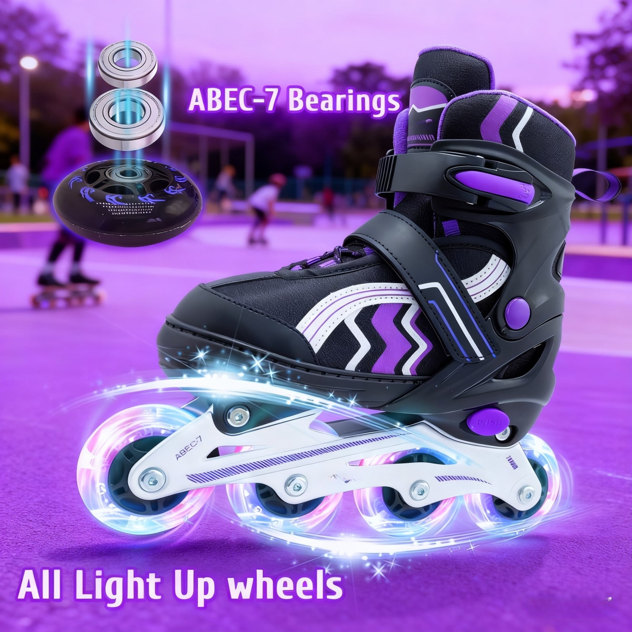 JZY Kids Inline Skates with Light-Up Wheels,4-Size Adjustable & Aluminum Frame Skate for Boys and Girls,Ideal for Beginners Ages 5-12