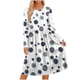 thumbnail image 2 of qafoshin Casual Dresses for Women Printed A-lined Midi Dress Crew Neck Long Sleeve Dress with Pocket, 2 of 7