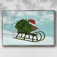 thumbnail image 2 of Christmas Holly Hedgehog Sledding - Framed Gallery Wrapped Holiday Canvas - 25 x 37 - Silver Frame, 2 of 8