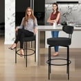 thumbnail image 6 of LAZZO Swivel Counter Height Bar Stools Set of 2, Boucle Sherpa White with Back, Metal Legs & Footrest,Black, 6 of 9