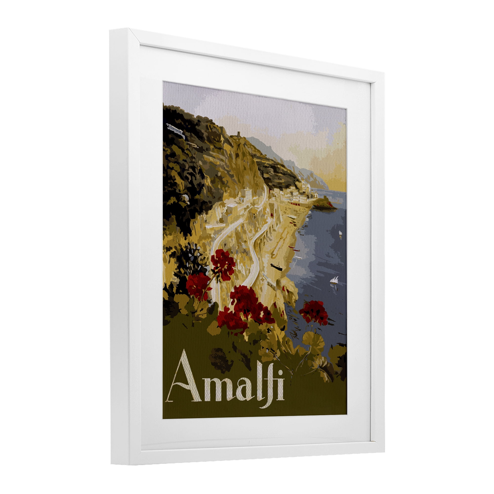 Stupell Industries Picturesque Amalfi Coast White Framed Print Under Glass, design by Lil' Rue
