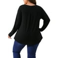 thumbnail image 3 of Agnes Orinda Women's Plus Size St. Patrick's Day Tops Women Long Sleeve Notched Neck Front Pleated T-Shirt Blouses 4X Black, 3 of 6