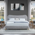 thumbnail image 3 of Roundhill Furniture Lunara Gray Upholstered Platform Bed with Bun Feet, Queen, 3 of 8