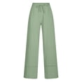 thumbnail image 4 of ZyeKqe Cotton Linen Pants for Women Drawstring High Waisted Lounge Pants Straight Wide Leg Trousers, 4 of 5