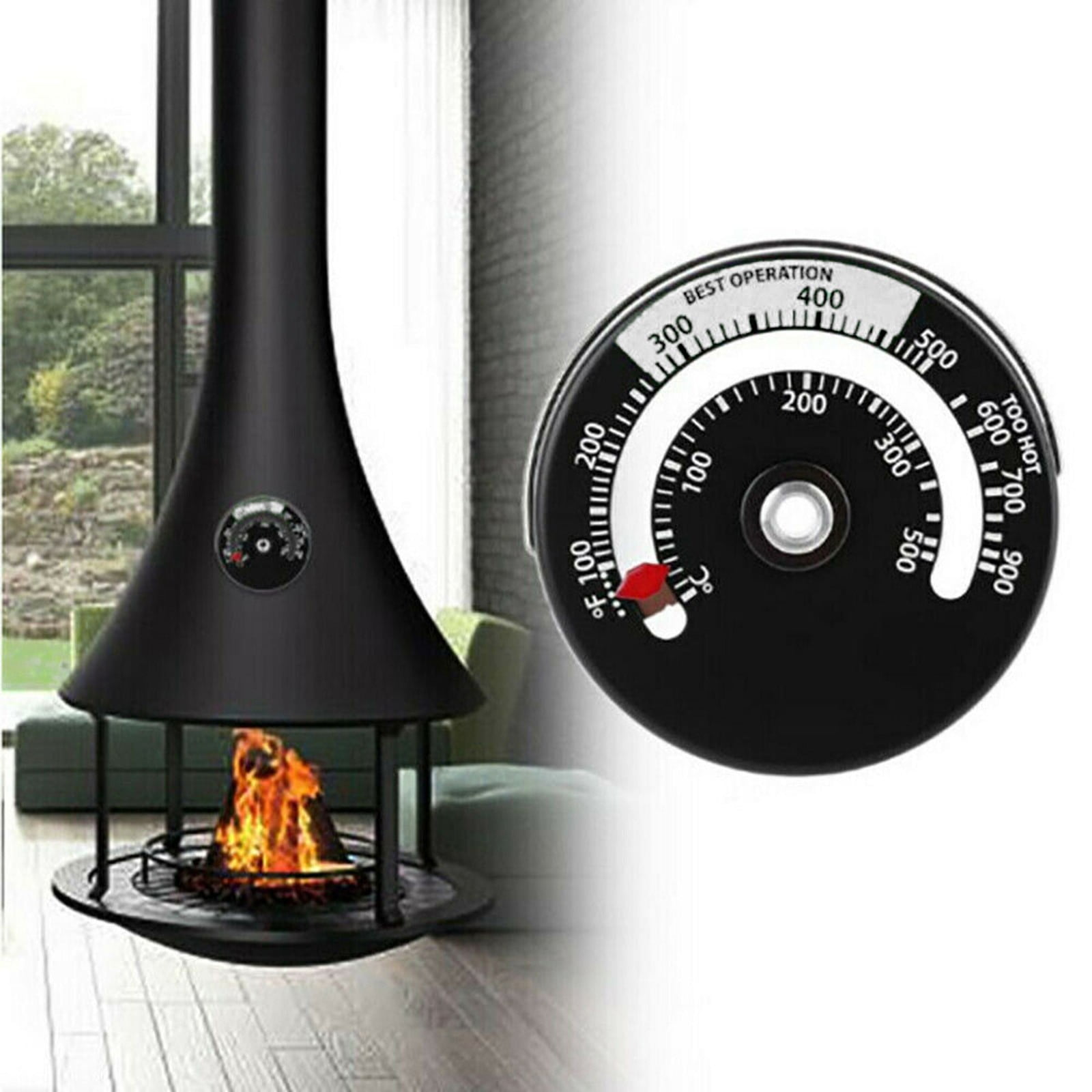 Magnetic Wood Stove Pipe Fireplace Heat Temperature Oven Gauge Thermometer Home 