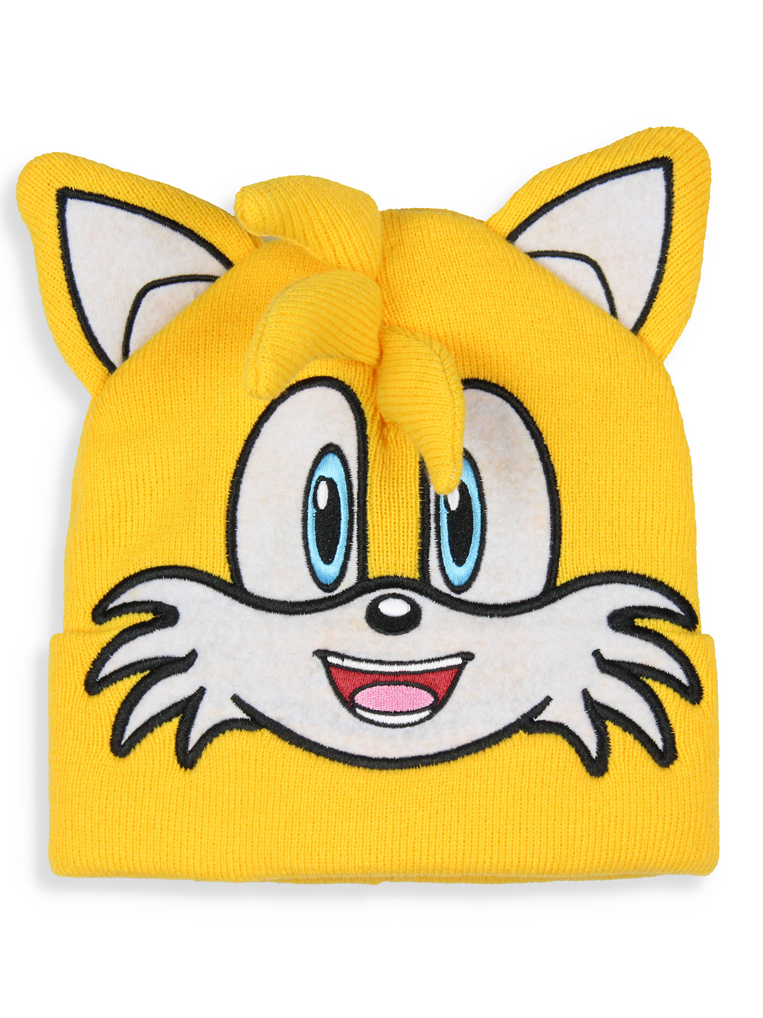 Sonic The Hedgehog Tails Embroidered Face 3D Quills Cuffed Costume Beanie