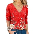 thumbnail image 1 of Gvmfive Womens Long Sleeve V Neck Floral Blouse Shirt Casual Tunic Tops, 1 of 5