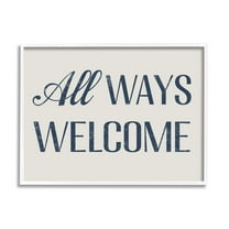 Stupell Industries All Ways Welcome Phrase Inspirational Painting White Framed Art Print Wall Art, 30 x 24