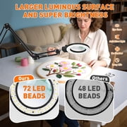 KIRKAS Magnifying Glass with Light and Clamp, Extra-Long Arm Magnifying Lamp Overhead Knob for Workbench Craft Repair Sewing, LED Lighted Magnifier Real Glass Lens Stepless Dimming and Color