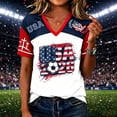 thumbnail image 2 of Usa Soccer Jersey for Women Color Block V Neck Raglan Soccer Shirt Short Sleeve Summer Graphic Tees, White XL, 2 of 4