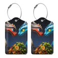 thumbnail image 3 of Pofeuu Playful Colorful Dragons Flowers Print Luggage Tags, Privacy Cover ID Label with Stainless Steel Loop and Address Card for Travel Bag Suitcase-2 PCS, 3 of 5