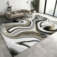 thumbnail image 2 of White Black Gold Abstract Area Rug - Rectangular Indoor Plush Living Room Non-Slip Short Pile Machine Washable Soft For Dorm Game Room Hotel Hallway 4x6ft, 2 of 6