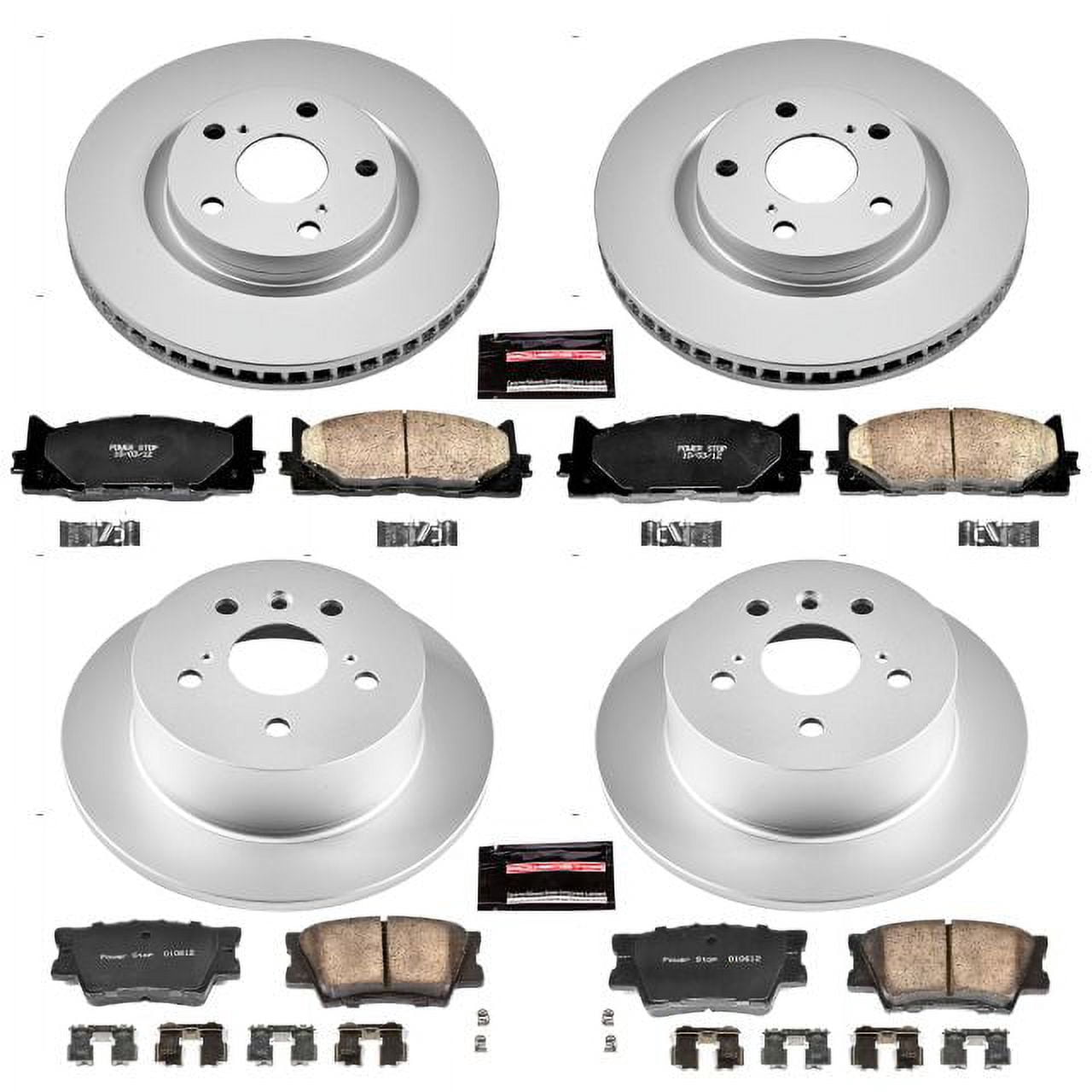 PowerStop Front and Rear Geomet Coated Brake Rotor and Pad Kit Fits: LEXUS TOYOTA Select Models CRK6480