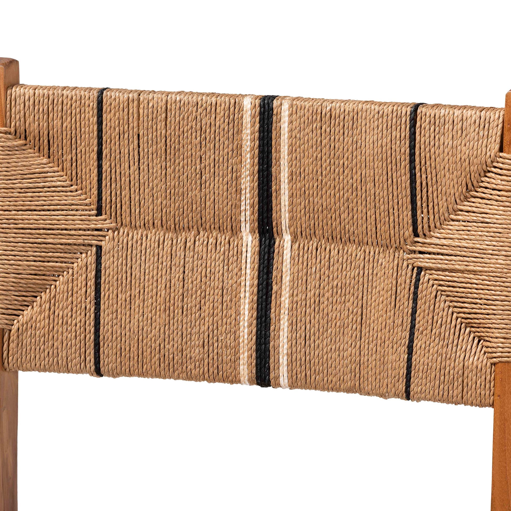 bali & pari Prita Bohemian Paper Loom and Natural Mahogany Wood 2-Piece Counter Stool Set