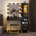 thumbnail image 7 of Dnxao Vanity Desk, LED Lighted Mirror, Makeup Vanity Table and RGB Storage Cabinet and Chair, Black, 7 of 7