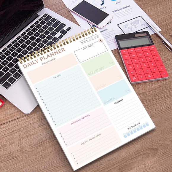 Bloc de notas con lista de tareas (2 paquetes, 52 hojas, 28 x 21 cm), organizador de productividad con horario para la gestión de tareas, ideal para material de oficina escolar, agenda sin fecha.