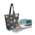 thumbnail image 2 of FORMRS Womens Canvas Tote Bag with Zipper Inner Pocket Shoulder Handbag, Orange Checkered Pattern, 2 of 7