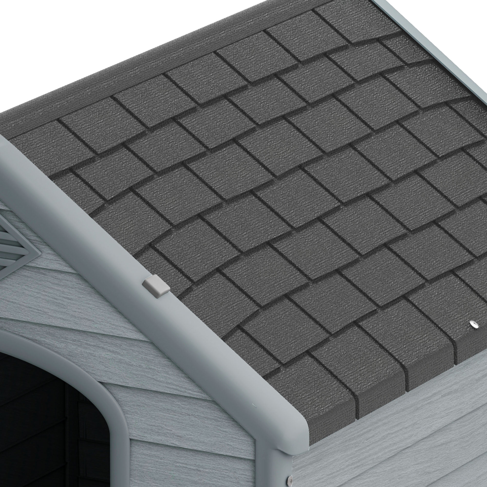 Uforic Large Waterproof Plastic Dog House with Air Vents and Elevated Floor, Outdoor Indoor Doghouse Puppy Shelter,Black+Gray,41''Lx 38''Wx 39''H