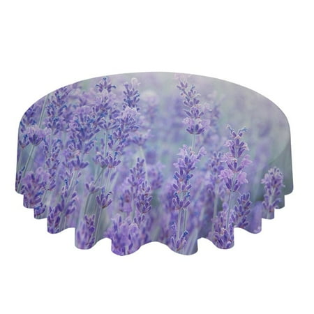 

ASWMXR Lavender Cotton Hemp Sole Round Tablecloth Kitchen Decor Waterproof Table Cloth Dining Coffee Table Cover Picnic Mat