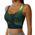 thumbnail image 2 of Pofeuu Green Night Sky Moon Branches Print Sports Bra for Women Sexy Vest Yoga Running Gym Fitness Crop Bras Tops-Medium, 2 of 8