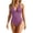 Purple #072, variant on Womens One Piece Swimsuit Halter Deep V Neck Tummy Control Solid Color Bathing Suit Slimming Monokini Swimwear for Beach Pool Vacation, XL