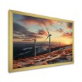 thumbnail image 2 of Designart "Mountain Sunset Wind Turbines View II" Architecture Framed Wall Art Decor - Industrial Yellow Wind Turbines Hallway Framed Wall Art Decor, 2 of 6