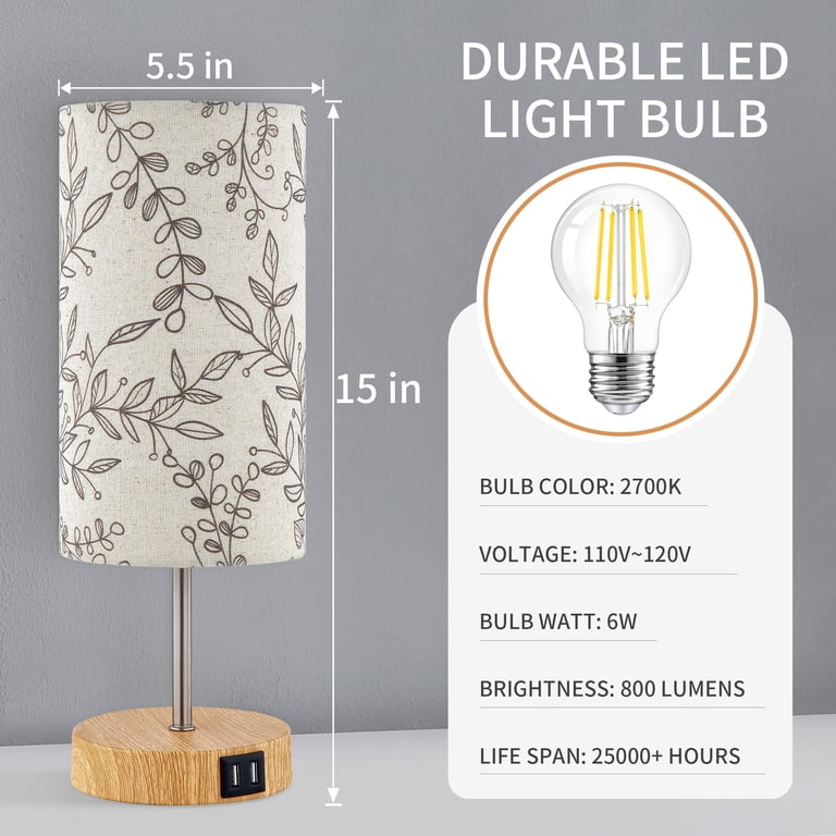 3-Way Dimmable Table Lamp with USB Ports, 15" photo 6
