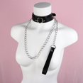 thumbnail image 1 of Slave Bondage Collar Luxury leather Neck Restraint Chain Leash BDSM Erotic Sex Toys For Women Couples Adult Games, 1 of 5