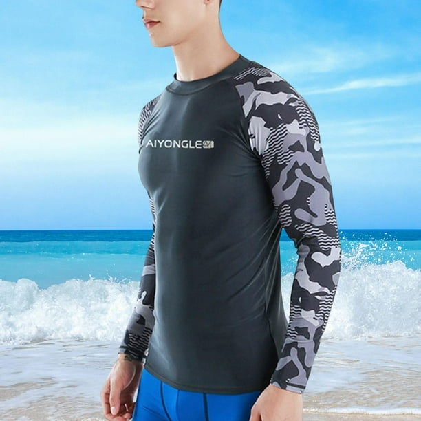 Traje Camisa Para Playa Manga Larga Camisa De Natación Para Hombre