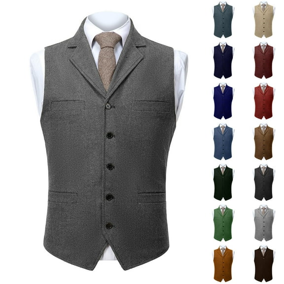 HaiMao Mens Vintage Suit Vest Notch Lapel Dress Waistcoat Western Cowboy Vest Wine XS(XS)