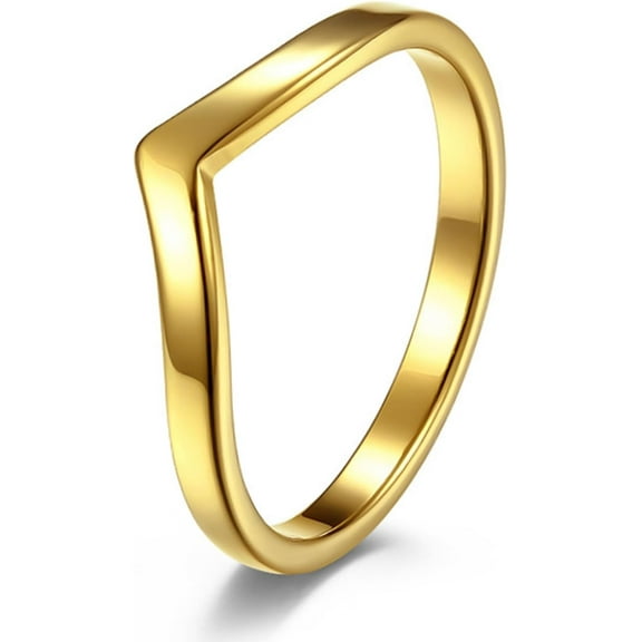 Stackable Chevron Stainless Steel Rings - Gold Plated & Silver, Cubic Zirconia & Plain, Tarnish-Resistant Fashion Jewelry for Women