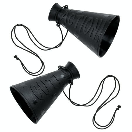 Party Central Club Pack of 12 Black 'Action' and 'Cut' Megaphones 6"