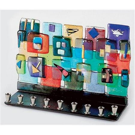 Judaica Kingdom TB-MEN-307 Handmade Glass Menorahs - Jerusalem Wall