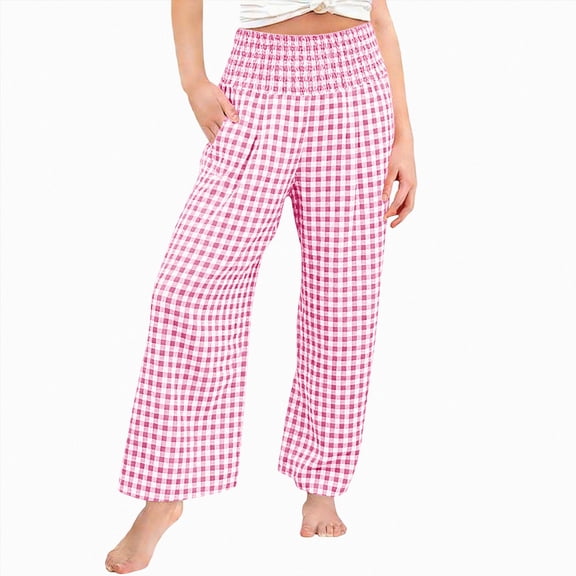 10-11 Years Juniors Girls Casual Wide Leg Pants Lightweight Summer Loose Smocked High Waisted Pants Sweatpants Joggers Pants Pink Casual Pants