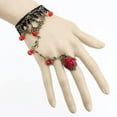 thumbnail image 5 of SPRING PARK Vintage Women Black Lace Flower Hand Harness Cuff Bracelet Chain Ring Gift, 5 of 7