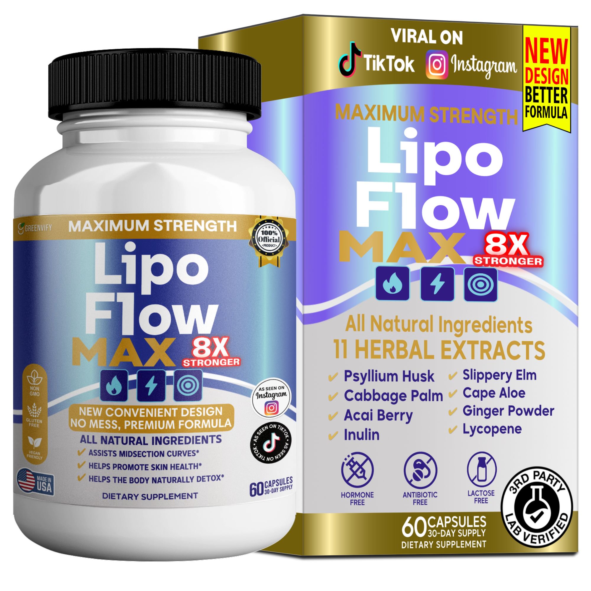 GreenVify Lipo Flow Max Dietary Supplement Capsules – Convenient Daily Nutritional Supplement for Adults