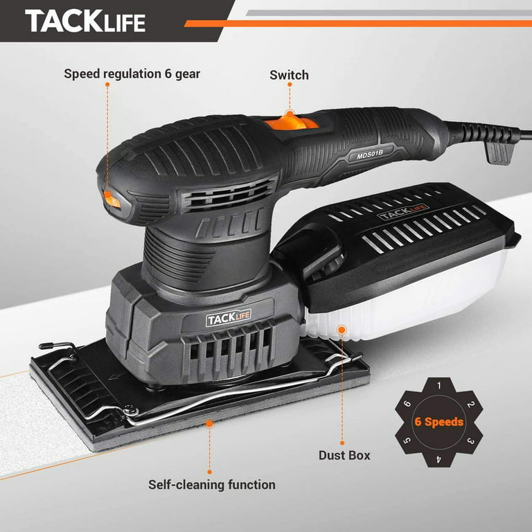 TACKLIFE Mouse Detail Sander with 20 Pcs Sandpapers,360° Rotatable
