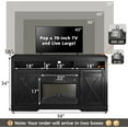 thumbnail image 5 of Mayincolor Farmhouse Fireplace TV Stand for 65"+ Inch TV, Entertainment Center with 23" Electric Fireplace with Remote, Modern Rustic TV Console with Sliding Bar Door for Living Room, Black, 5 of 6
